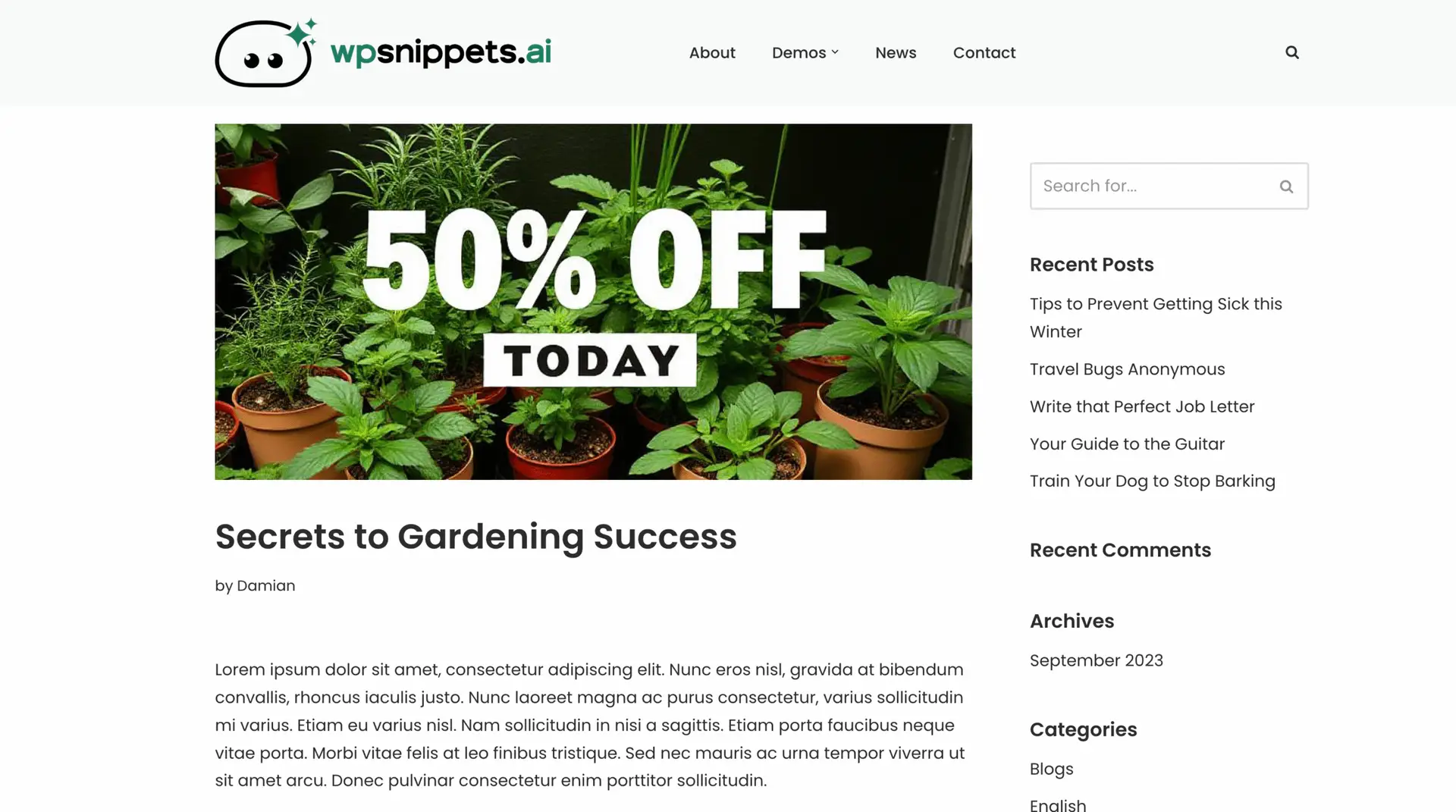Snippet Hooks - Before Posts List in action